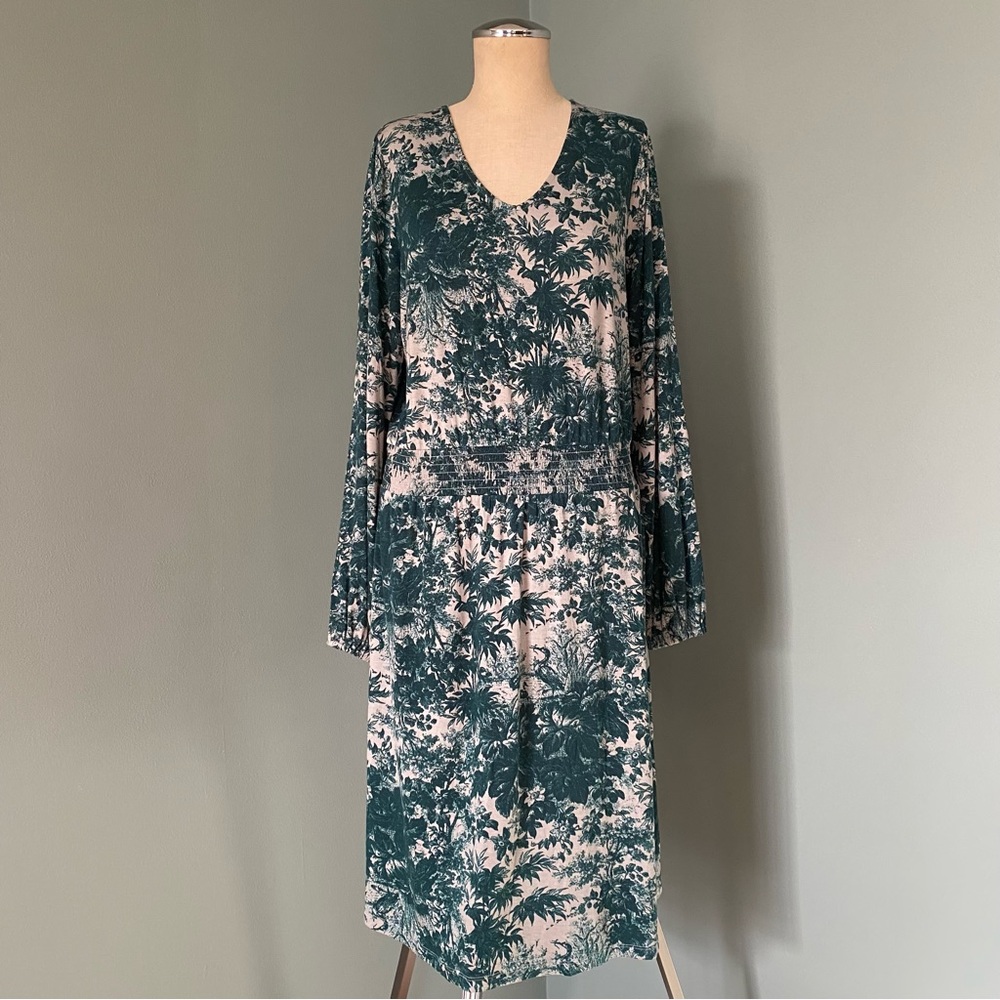 Jason Wu Green Floral Chinoiserie Print Drop Waist Shift Dress